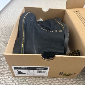 Dr. Martens Black Pascal Boots with Yellow Stitching